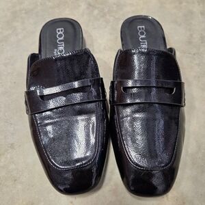 Boutique by Corkys Black Faux Patent Loafer Mules Slip On Flats Women Size 9